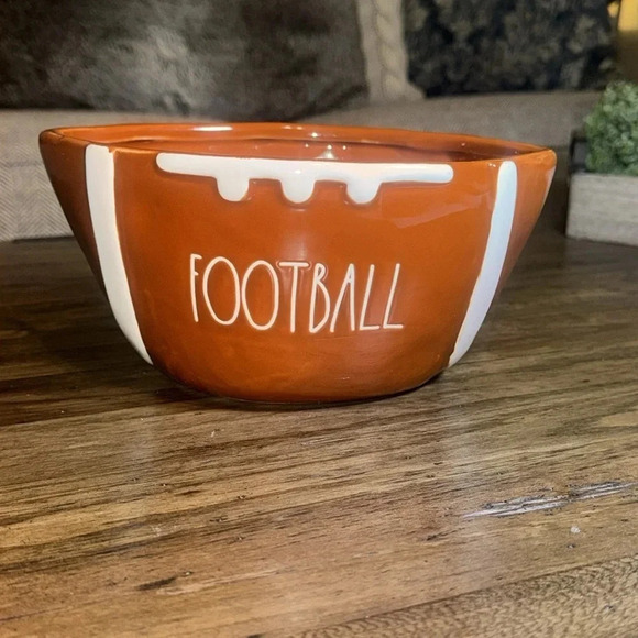 Rae Dunn Artisan Collection Magenta Football Shaped Brown Deep Ceramic Bowl Dish - Picture 1 of 7